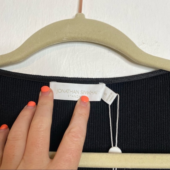 NWT Jonathan Simkhai Standard‎ Pia Bustier Dress Black Mini Rib Bodycon S - Picture 8 of 11